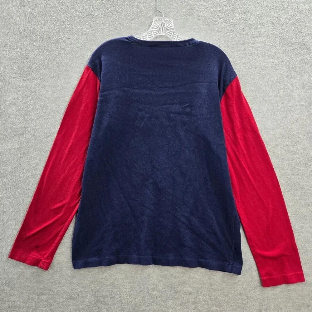 Polo Ralph Lauren Men Shirt Large Blue Colorblock Logo Long Sleeve READ